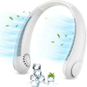 پنکه شارژی گردنی نیک فن رنگ طوسی پنکه خنک کننده گردنی پیاده روی اربعین پنکه دستی