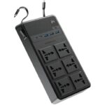 چندراهی برق تایمر دار با کابل متصل پاورولوژی Powerology 2500W 6AC Power Strip with Built-In Retractable Cables