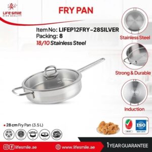 ماهیتابه تک دسته استیل لایف اسمایل سایز28