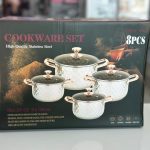 سرویس قابلمه 8 تیکه استیل الماس دارای دسته های فلزی
