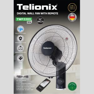 پنکه دیواری ریموت دار دیجیتال 16 اینچی تلیونیکس مدل TWF2203